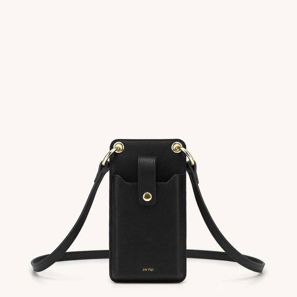 QUINN PHONE BAG - BLACK GRAINED VEGAN LEATHER - Picture 1 of 8